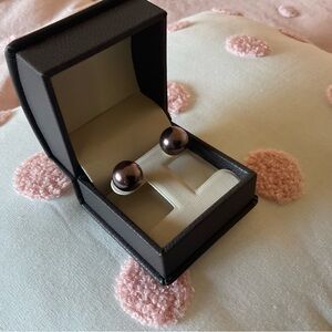 Elegant Black Pearl Stud Earrings